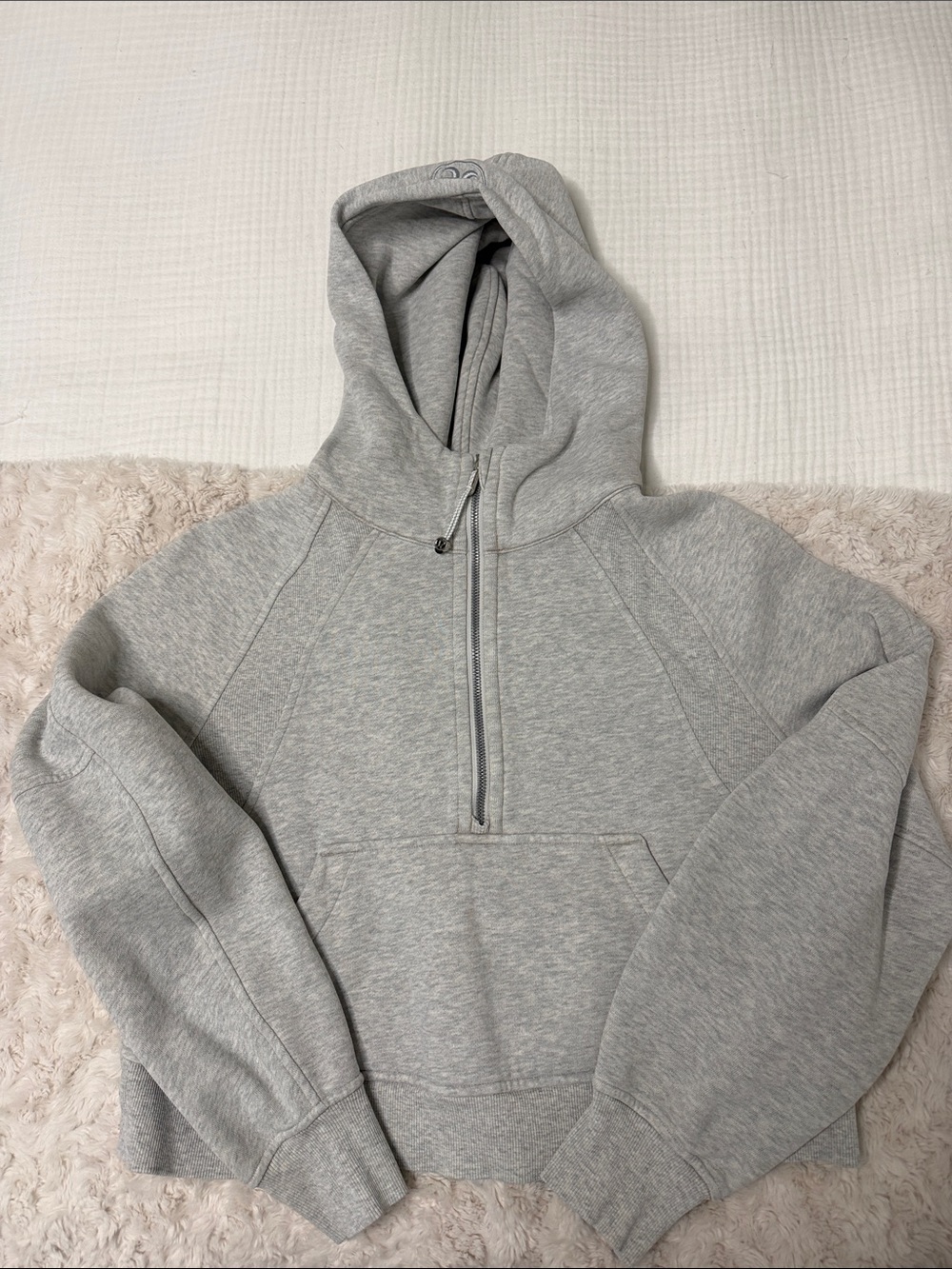 lululemon athletica Light Gray Half-Zip Hooded Sweatshirt